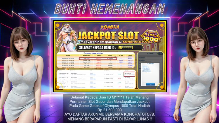 Bukti WD Jackpot Slot Gates Olympus 1000 Rp21,6 Juta!